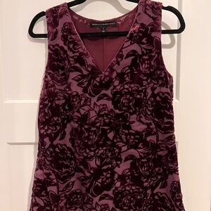 White House Black Market Burgundy Burnout Floral Sleeveless Top